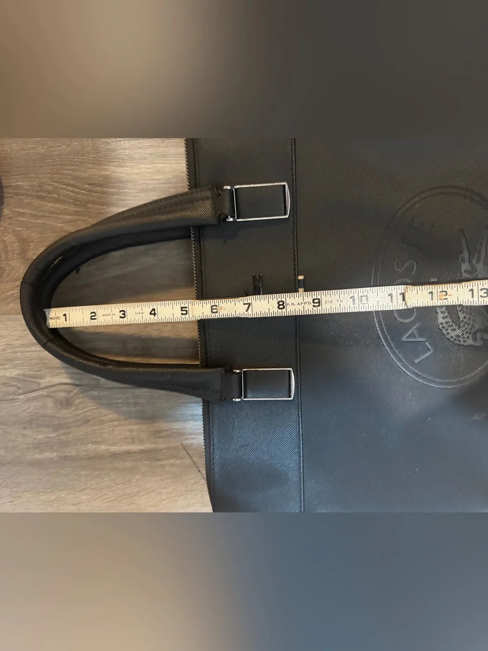 Lacoste Black Classic Briefcase 15” Laptop Bag w/ Double Handles Crossbody Strap